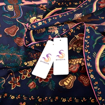 BYSIFA|Tamsiai Mėlyna Aukso Šilko Skara Hijab Ponios Turtingas Gėlių Dizainas Spausdinti Aikštėje Šalikai 110*110cm Rudenį, Žiemą, Šalikai Apsiaustas